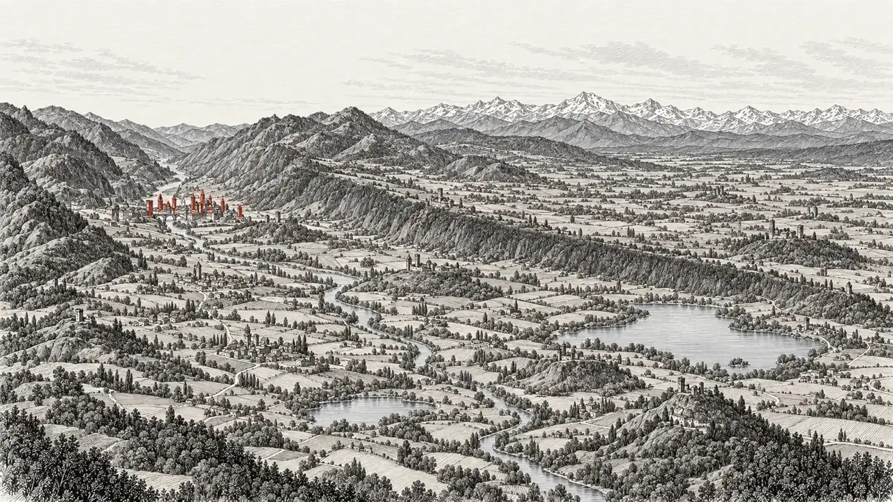 Tavola illustrata dei castelli dell’Anfiteatro morenico d’Ivrea